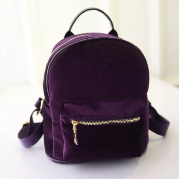 Handbags - Purple Mini Velvet Backpack